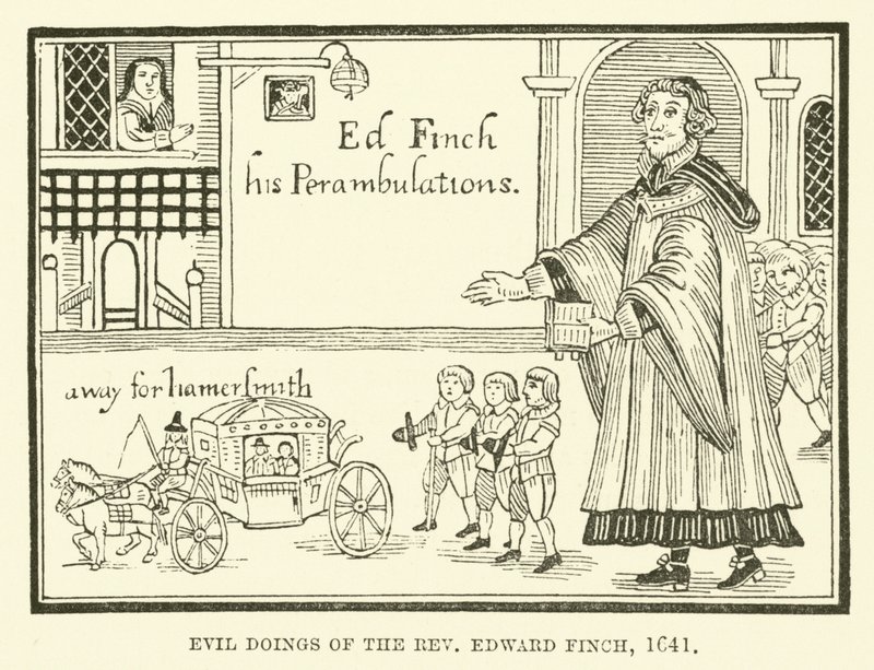 Pastor Edward Finchs onda gärningar, 1641 av English School