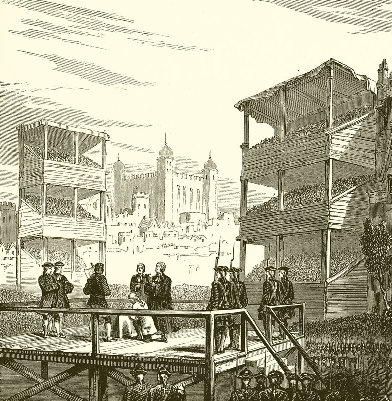 Avrättning av Lord of Lord Derwentwater på Tower Hill, 1716 av English School