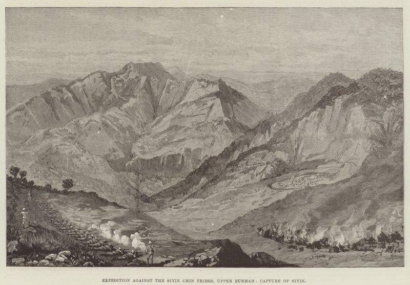 Expedition mot Siyin Chin-stammarna, Upper Burmah, Capture of Siyin (gravyr) av English School