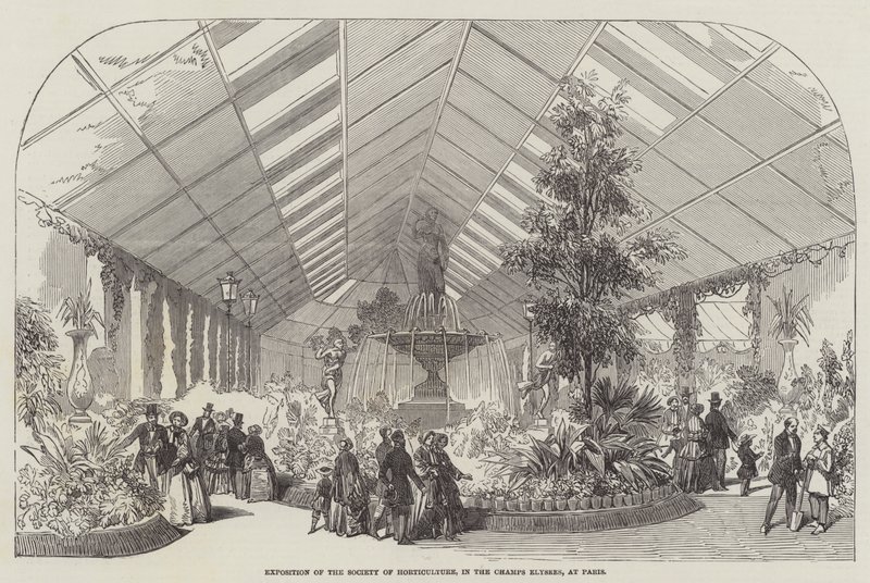 Utställning av Society of Horticulture, i Champs Elysees, i Paris av English School