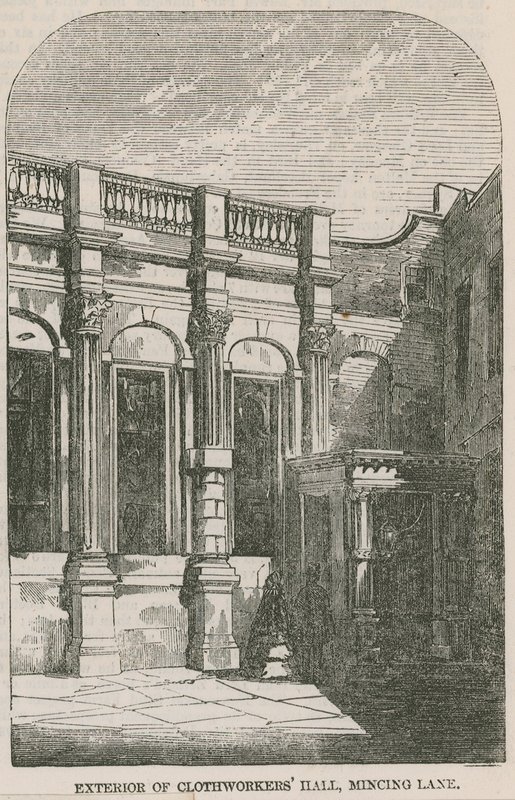 Exteriör av Clothworkers Hall, Mincing Lane, London av English School