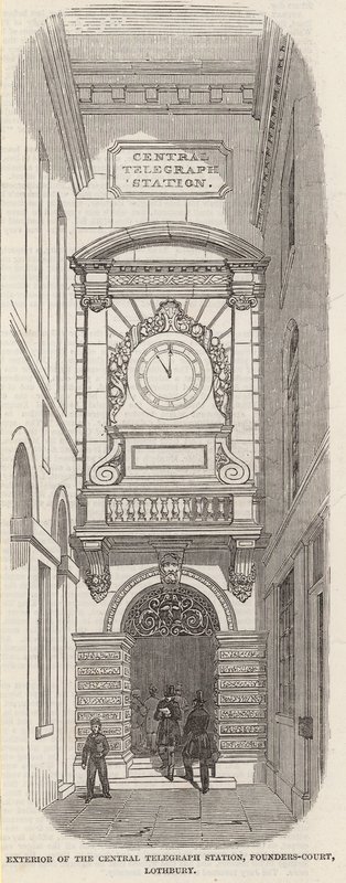Exteriör av Central Telegraph Station, Pounders Court, Lothbury av English School