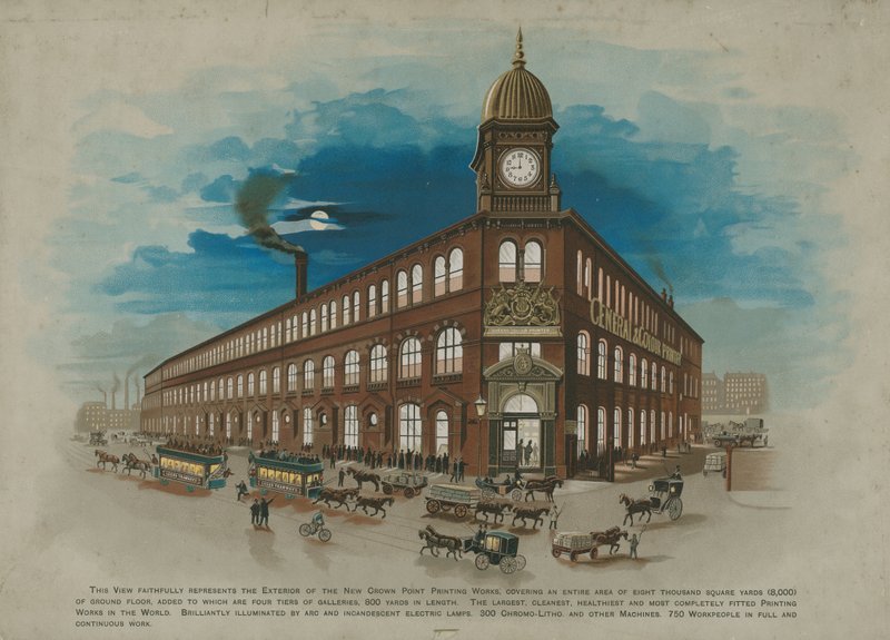 Exteriör av New Crown Point Printing Works av English School