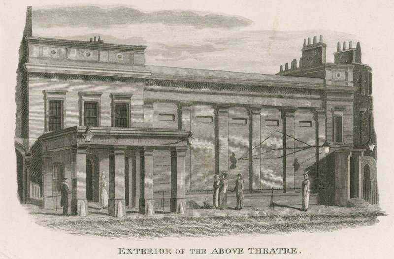 Exteriör av Regency Theatre, Tottenham Street, Tottenham Court Road, London av English School