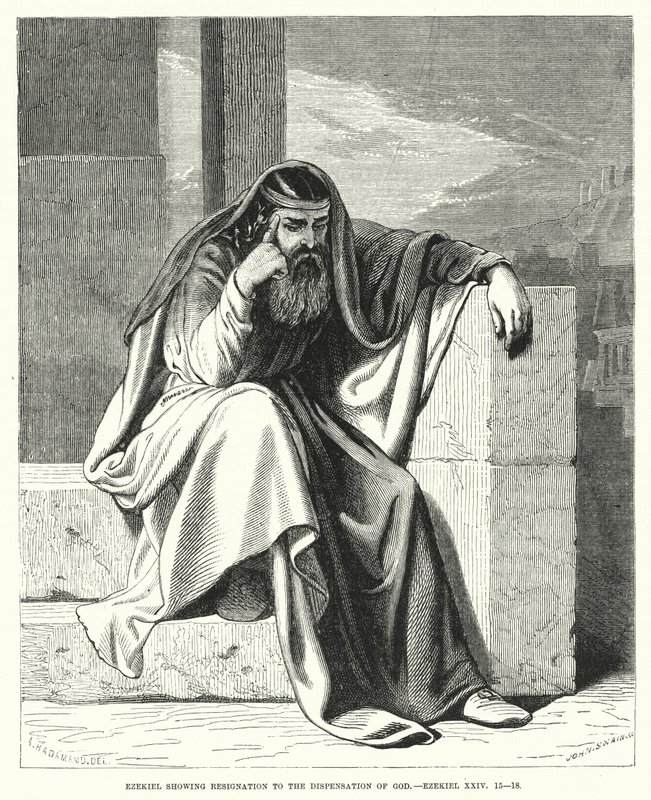 Hesekiel visar Resignation to the Dispens of God, Hesekiel XXIV av English School