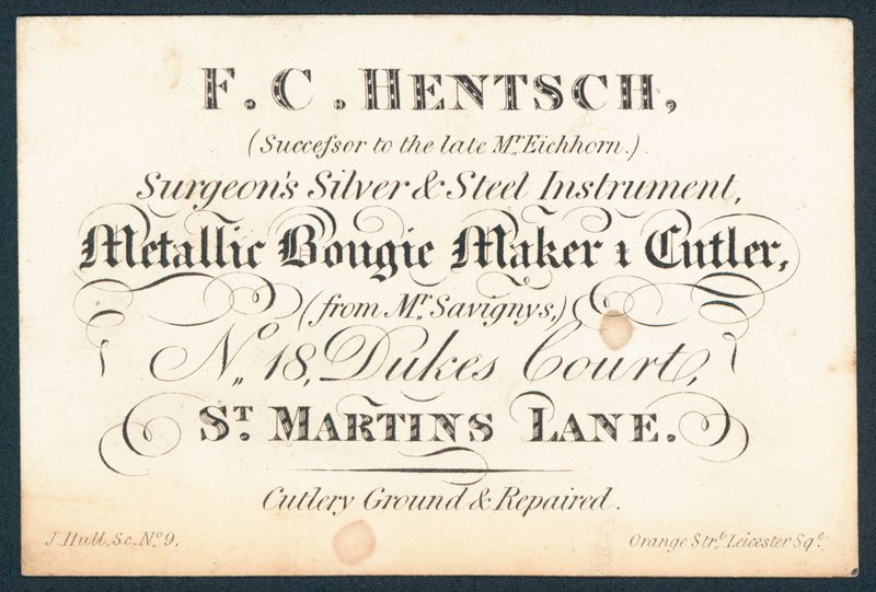 F C Hentsch, kirurger silver- och stålinstrument av English School