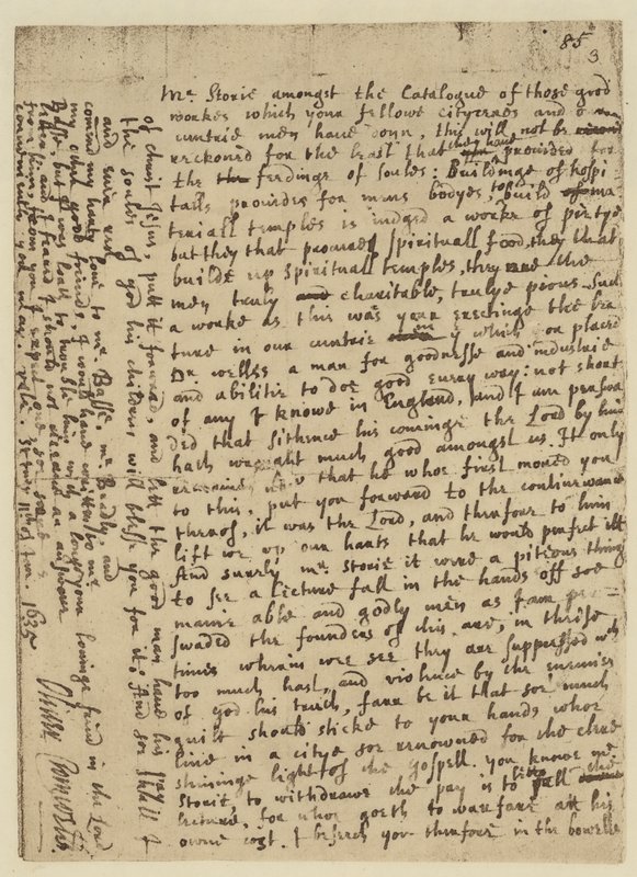 Faksimil av Oliver Cromwells brev till Mr Storie, daterat St Ives av English School