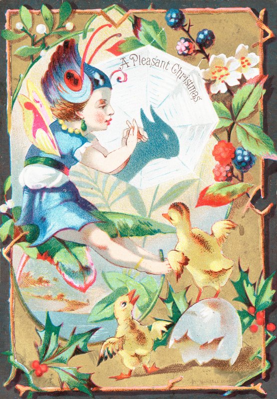 Fairy spelar skuggor, julkort av English School