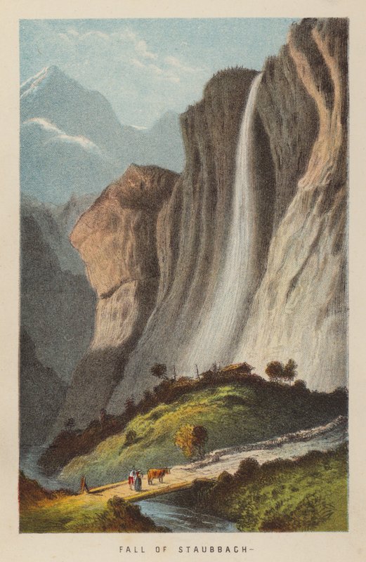 Staubbachs fall (kolorerad gravyr) av English School