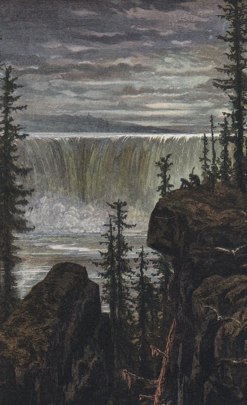 Falls of Niagara (färgad gravyr) av English School