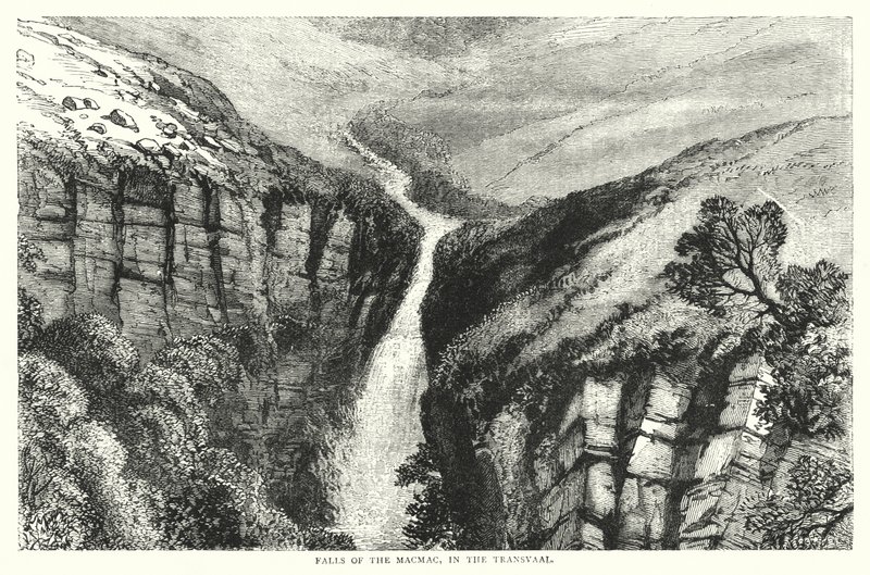 Falls of the Macmac, i Transvaal (gravyr) av English School