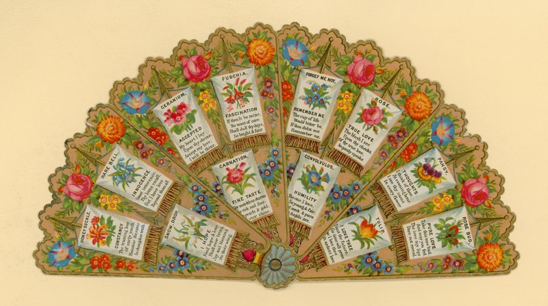 Fläkt, ger symbolik av blommor av English School
