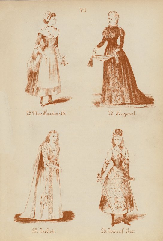 Utklädningsdräkter: Miss Hardcastle, Hugenol, Juliet, Jeanne d