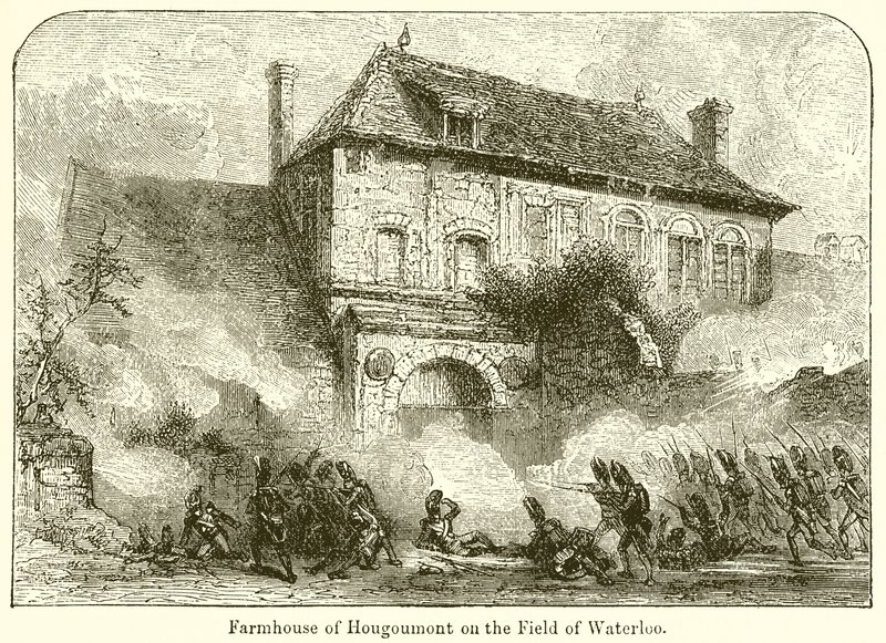 Bondgård i Hougoumont på Field of Waterloo av English School