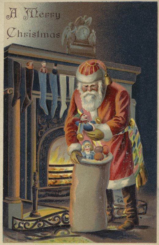 Jultomten fyller barnstrumpor av English School