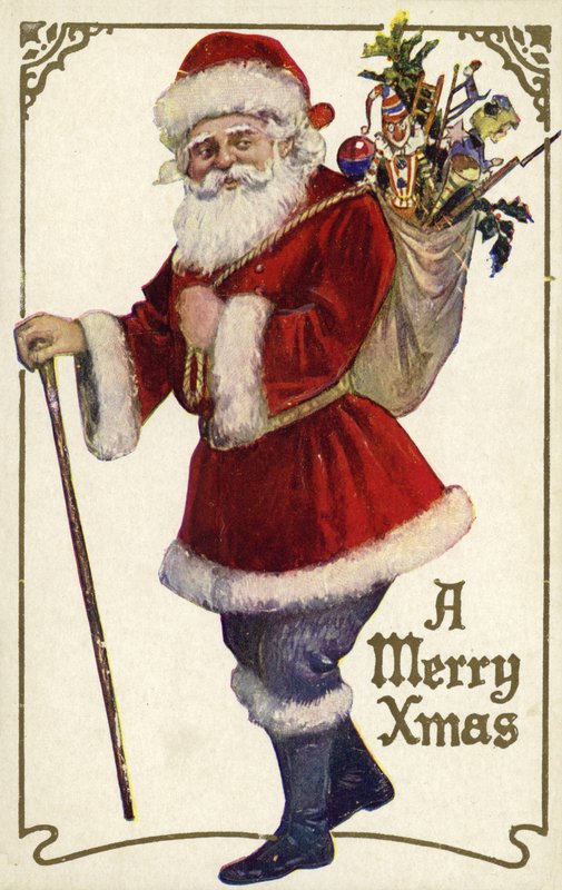Jultomten med en påse med leksaker av English School