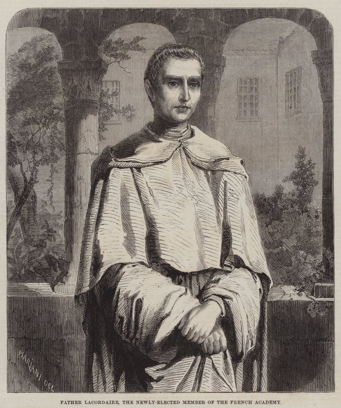 Fader Lacordaire, den nyvalda ledamoten av den franska akademin (gravyr) av English School