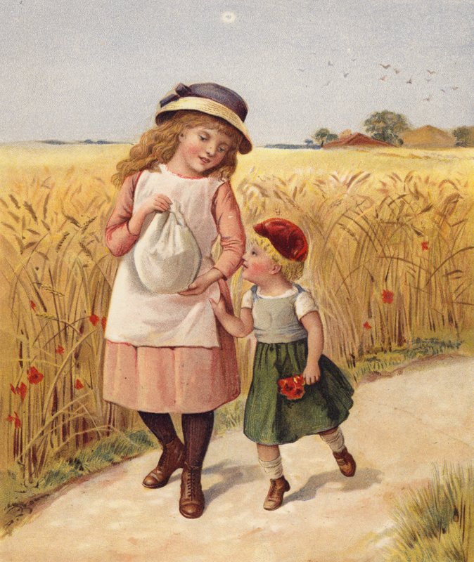 Fars middag (färg litho) av English School