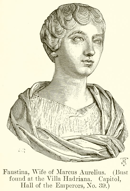 Faustina, maka till Marcus Aurelius. (Byst hittad på Villa Hadriana. Capitol, Hall of the Emperors, nr 39) av English School