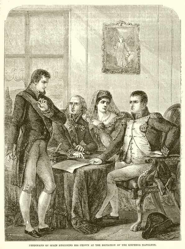 Ferdinand av Spanien avsäger sig sin krona vid kejsar Napoleons diktat av English School