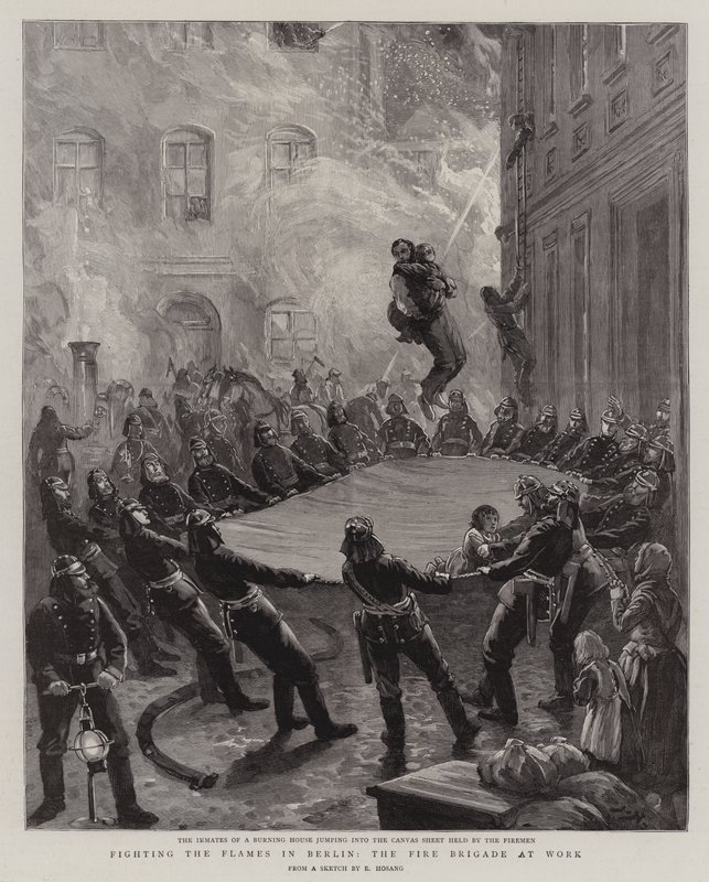 Fighting the Flames in Berlin, Fire Brigade at Work (gravyr) av English School