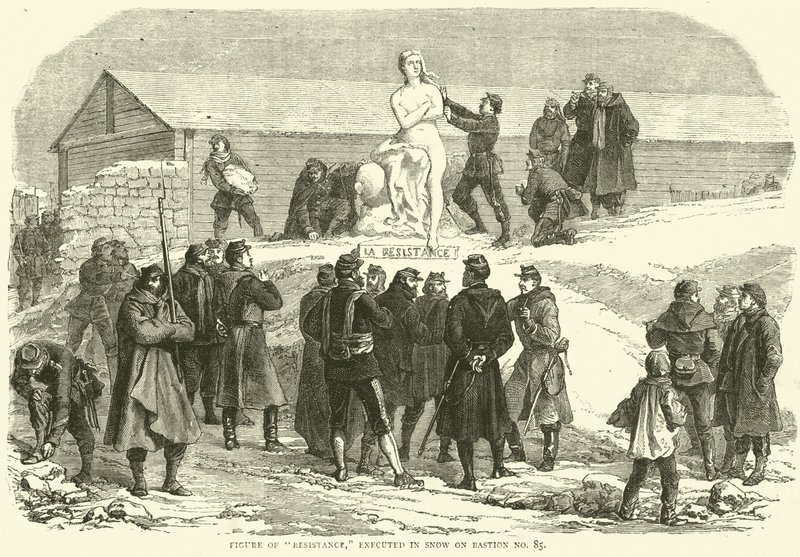 Figure of Resistance, avrättad i snö på Bastion No 85, december 1870 av English School
