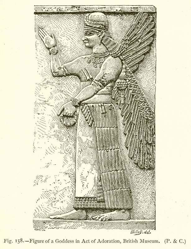 Figur av en gudinna i akt av tillbedjan, British Museum av English School