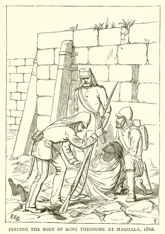 Att hitta kung Theodors kropp i Magdala, 1868 av English School