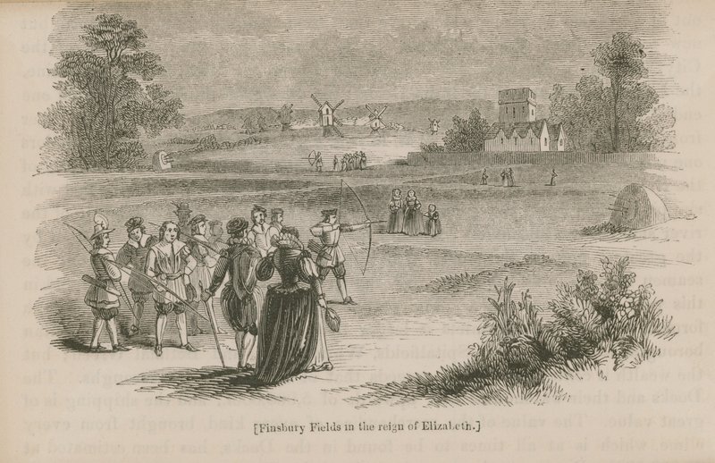 Finsbury Fields under drottning Elizabeth I:s regeringstid av English School