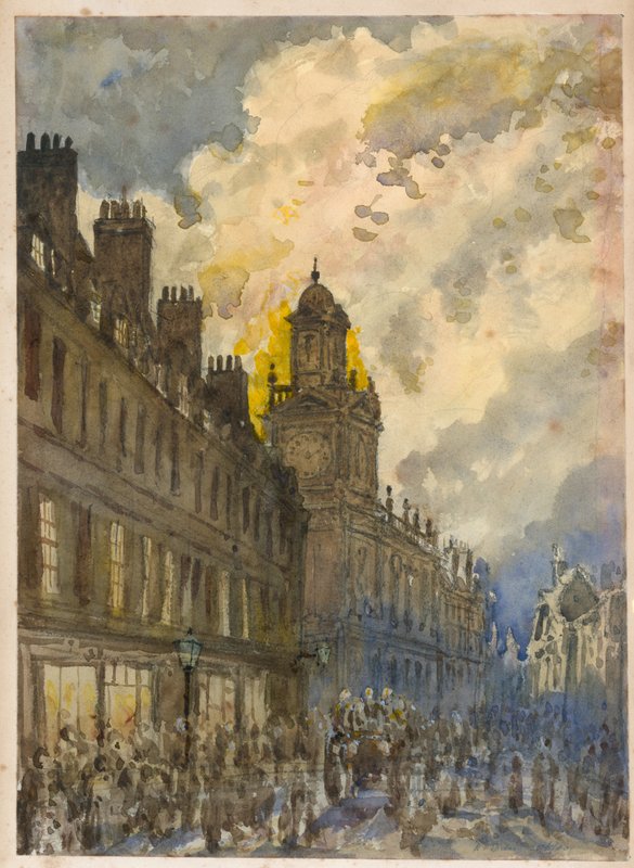 Brand på Grays Inn Lane, London, 20 juni 1880 (wc på papper) av English School