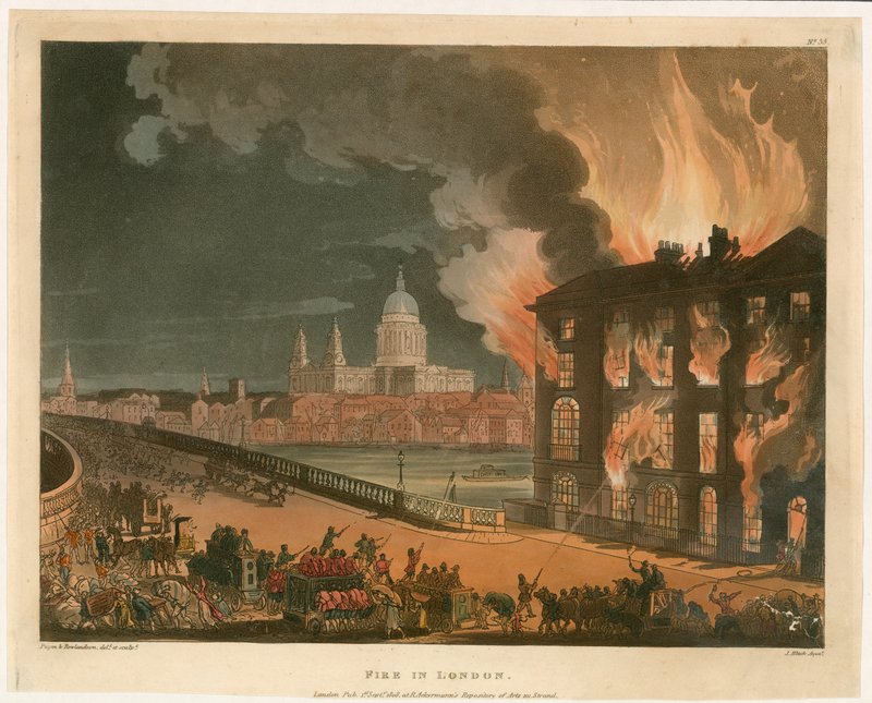 Brand i London. Publicerad 1 september 1808 av English School