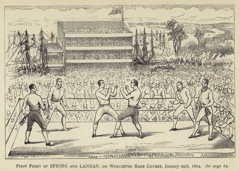 First Fight of Spring och Langan, på Worcester Race Course, 24 januari 1824 av English School
