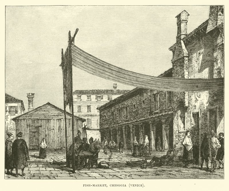 Fiskmarknad, Chioggia, Venedig av English School