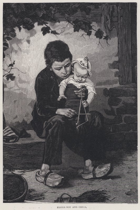 Fisher Boy and Child (gravyr) av English School