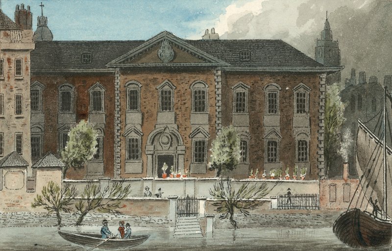 Fishmongers Hall, Upper Thames Street, London (wc på papper) av English School