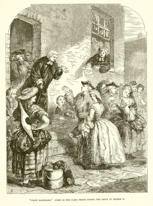 Flotta äktenskap. Scane i Fleet Prison under George II:s regeringstid av English School