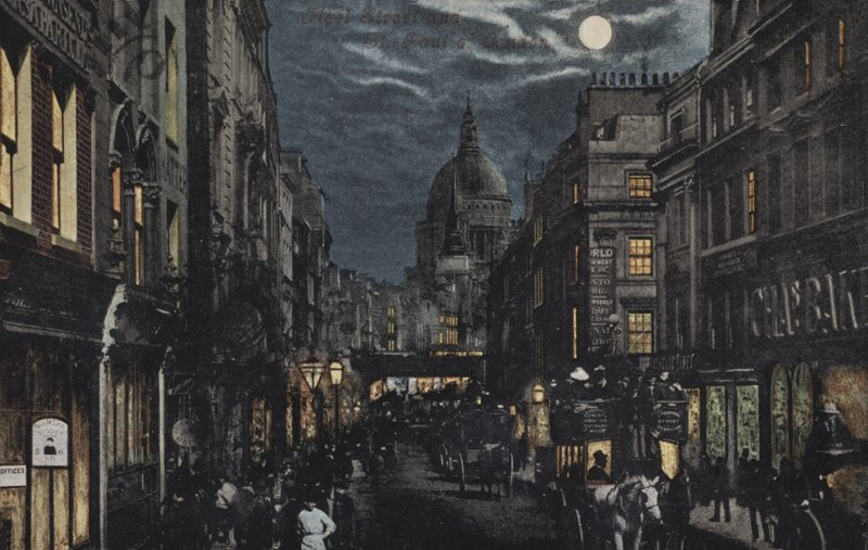 Fleet Street och St Pauls, London av English School