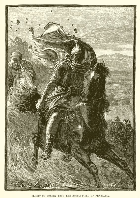 Pompejus flyg från slagfältet i Pharsalia av English School