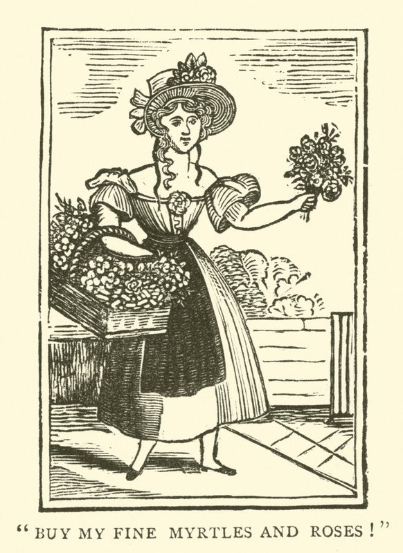 Blomsterförsäljare (träsnitt) av English School
