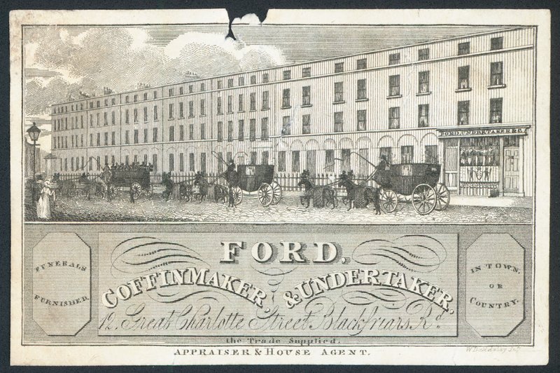 Ford, kistmakare och begravningsentreprenör, handelskort av English School