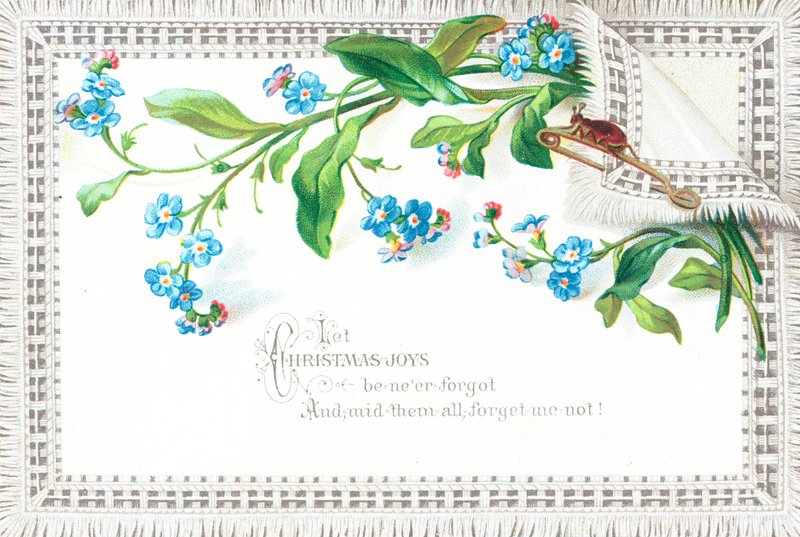 Förgätmigej-blommor, julkort av English School