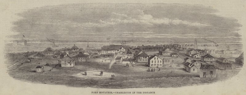 Fort Moultrie, Charleston i fjärran (gravyr) av English School