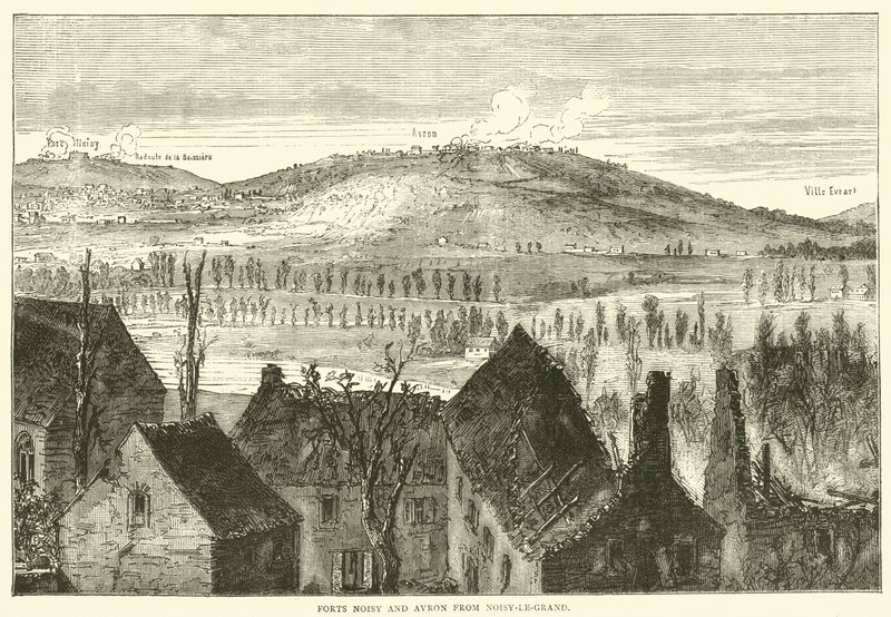 Forten Noisy och Avron från Noisy-le-Grand, januari 1871 av English School