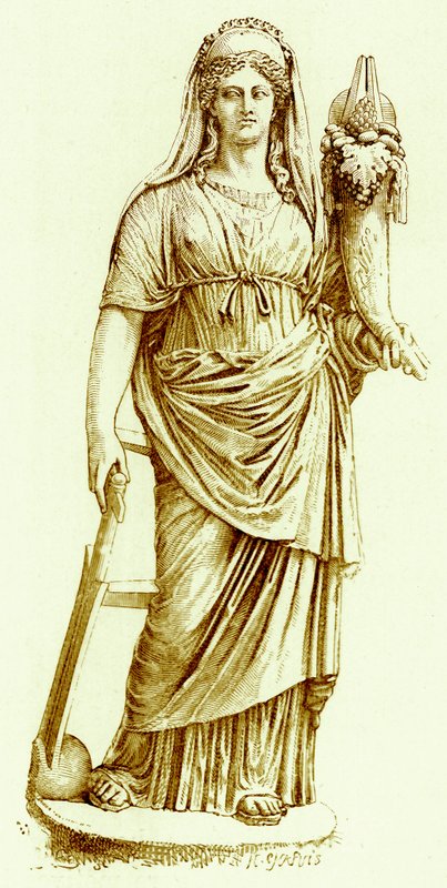 Fortuna, staty i Vatikanen, illustration från History of Rome av Victor Duruy, publicerad 1884 (digitalt förbättrad bild) av English School