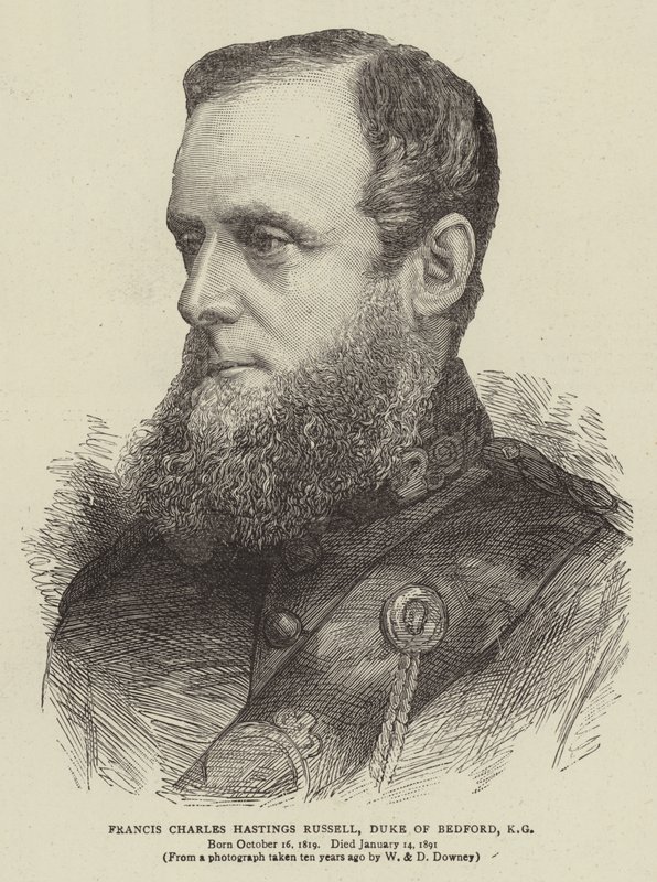 Francis Charles Hastings Russell, hertig av Bedford, KG (gravyr) av English School