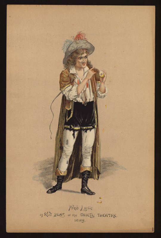 Fred Leslie, engelsk skådespelare och sångare (färg litho) av English School