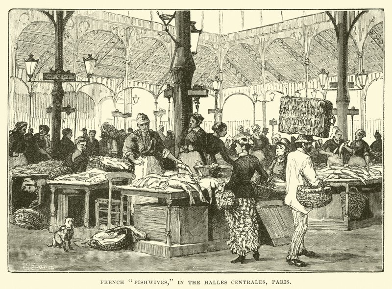 Franska fiskfruar, i Halles Centrales, Paris av English School