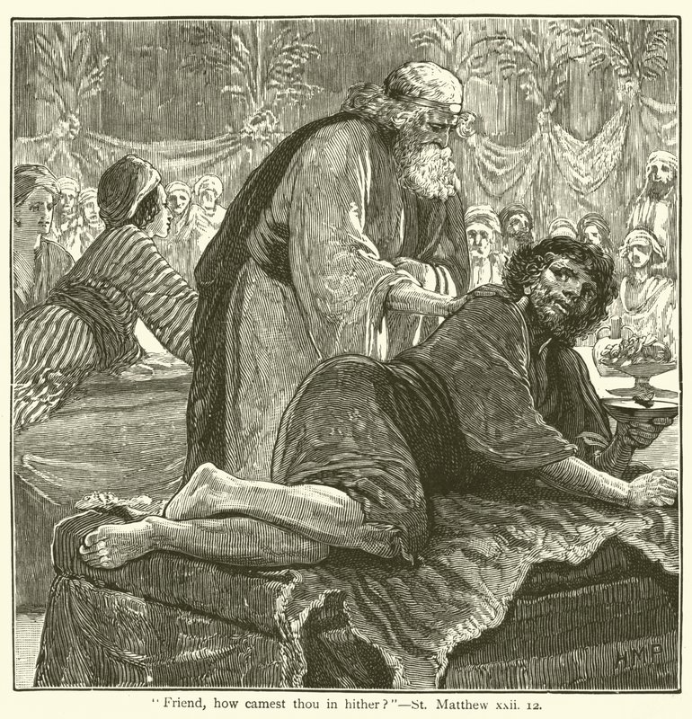 "Vän, hur kom du in hit?", St Matteus, xxii av English School