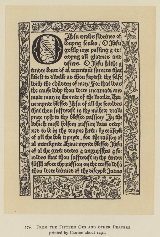 Från de femton Oes och andra böner tryckta av Caxton omkring 1491 (litho) av English School