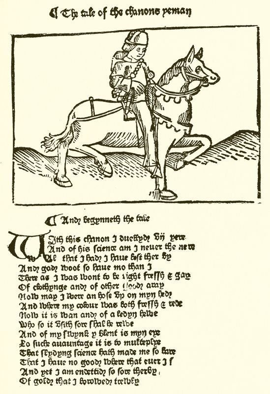 Från den andra upplagan av Chaucers Canterbury Tales tryckt av Caxton av English School